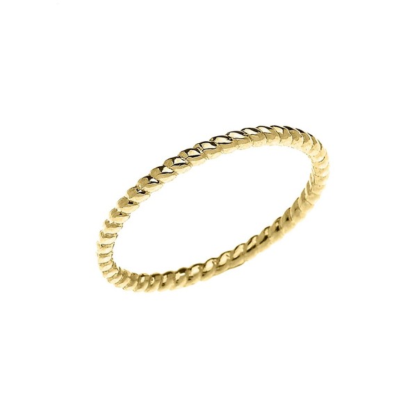 Certified 10k Rope-Style Midi Gold Knuckle Ring Band (Size 3.5)