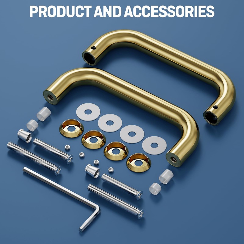 Ranbo Polished Gold 6" （CTC） Tubular Back-to-Back Shower Door Handle，Heavy-Duty