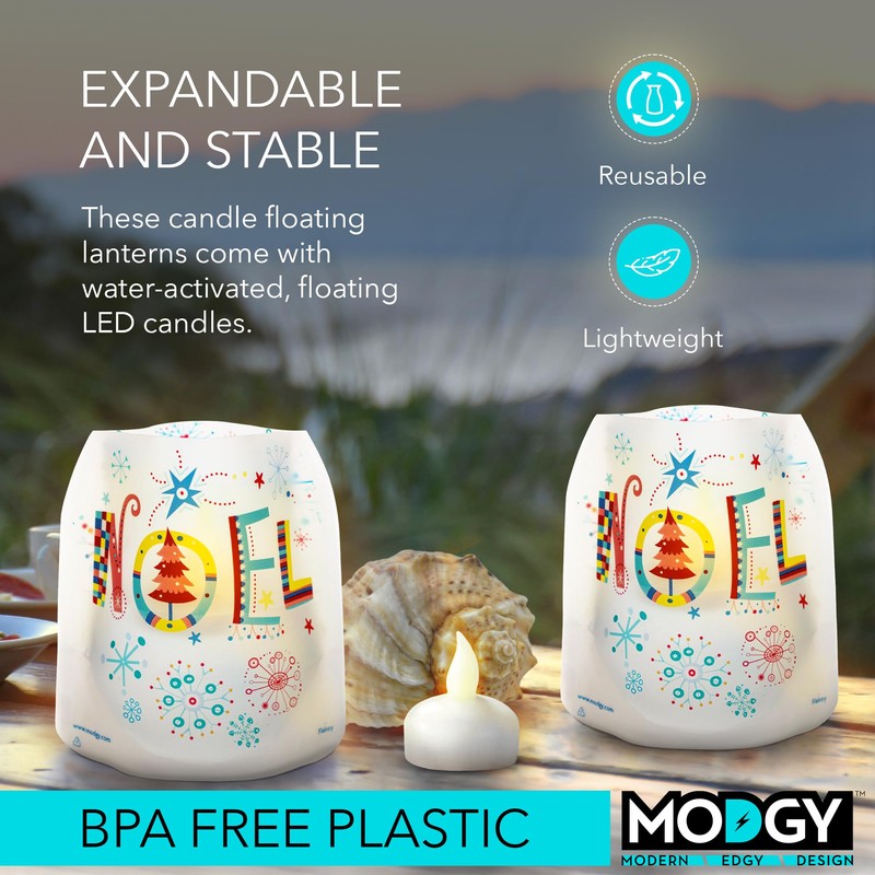 MODGY Luminary Lanterns, Christmas Candle Holders with Flameless Floating LED