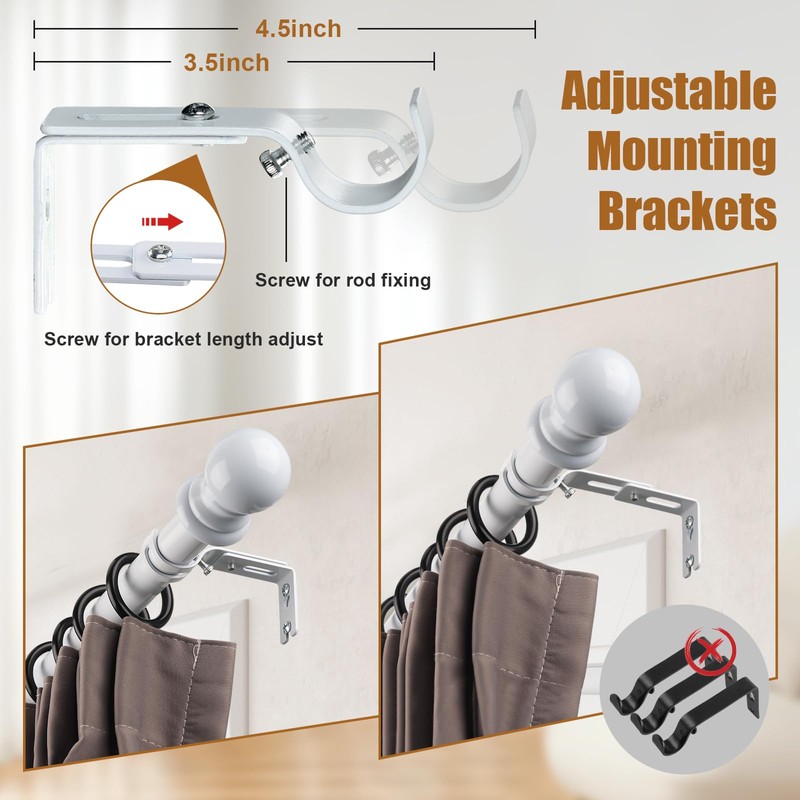 Bay Window Curtain Rods, 36-160" Heavy Duty Corner Curtain Rod,
