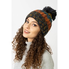 ASVP Shop Corkscrew Cable Knitted Bobble Hat Plain Mens Womens Beanie Warm Winter Pom Wooly Cap (Retro Blue)