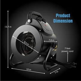 iPower Electric Heater Fan for Greenhouse, Grow Tent, Workplace, Overheat Protection, Fast Heating