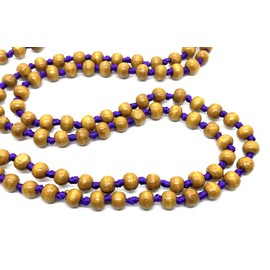 AWAKEN YOUR KUNDALINI Hand Knotted Tulsi Tulasi Mala Beads Necklace, Aries Taurus Birthstone, Heart Chakra, Purple String