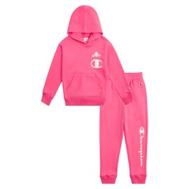 Champion Girls Hoodie and Sweatpant Set for Kids Athletic Fleece Sweatsuit