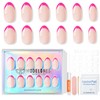 Modelones French Tip Press on Nails Short, Oval Fake Nails,