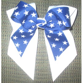 Large Double Hair Bow with Stars. Made in the USA, french clip, ss1