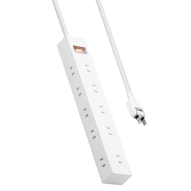 Elecom ECT-1530WH Power Strip, Lightning Guard, 10 Outlets, 2 Plug-In Surfaces, 9.8 ft (3 m), Magnet, Dust Shutter Included, Swing Plug, Batch Switch, Compact, White