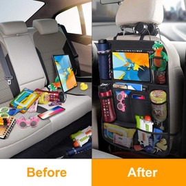 oeeo Pack of 2 Car Seat Organiser, Backrest Protection Car Children, Car Organiser Children, Car Seat Back Protection and Organiser, Waterproof Back Seat Protection for Children with Tablet