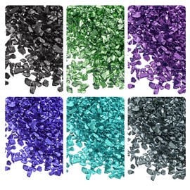 uxcell 6 Colors Crushed Glass Chips, 1-4mm Irregular Glitter Metallic Glass for Craft DIY Jewelry Vase Filler Epoxy Resin Decoration 28g Green Color Series