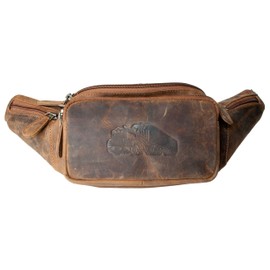 Genuine Leather Belly Bag with a Truck - Waist Pack - Kidney Bag - Bag for Truckers