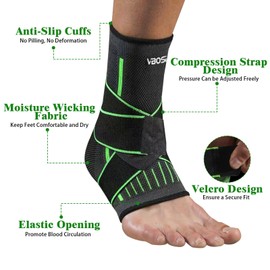 Dalephoric Pack of 2 Ankle Brace, Adjustable Ankle Brace, Bandage Ankle for Men Women, Foot Bandage for Plantar Fasciitis, Plantar Fasciitis, Sprain, for Both Feet (L)