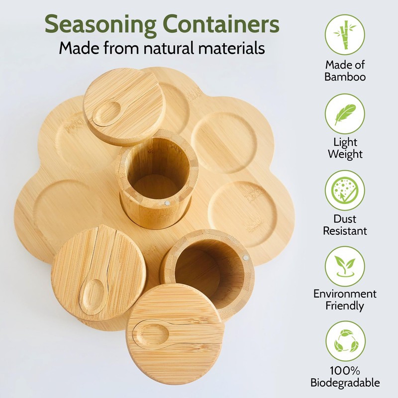 SLS Home essentiæls Set of 8 Bamboo spice Jars with