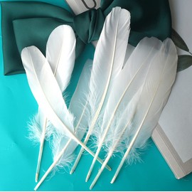 100 PCS 6-8 Inch White Natural Goose Feathers Decorations Materials for DIY Flowers Wings Art Crafts Wedding Party Clothing Bag Dream Catcher Shuttlecock