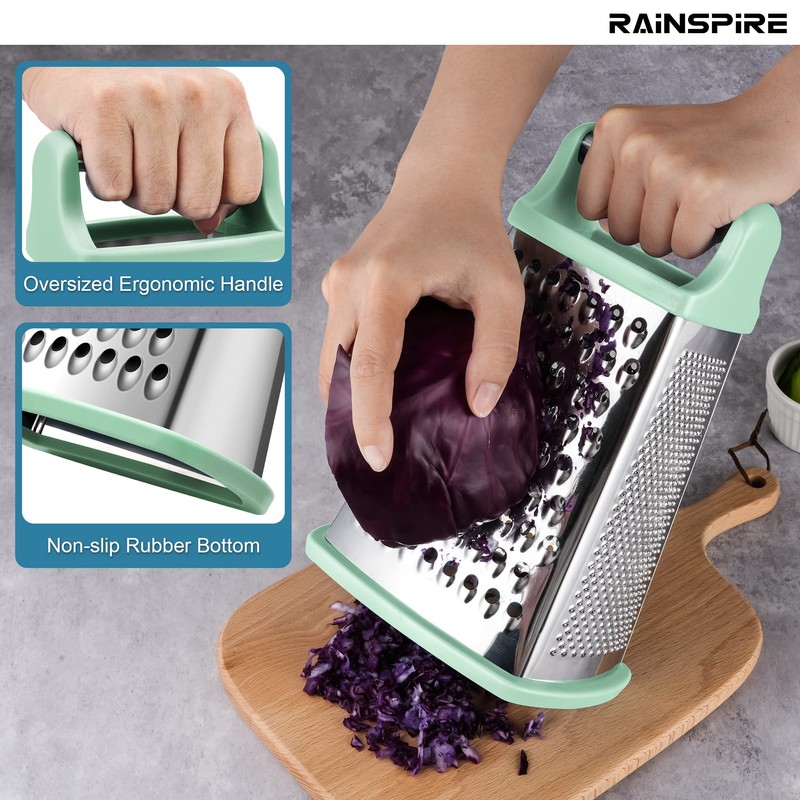 Rainspire Professional Box Grater, Cheese Grater Box for Kitchen Stainless