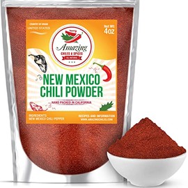 New Mexico Chili Powder (4oz) – Natural and Premium. Great For Stews, Soups, Meat Rubs, Salsa, Enchiladas and More. Moderate Heat. By Amazing Chiles & Spices.