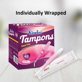 Kinzino Breathable Period Tampon Super Plus Absorbency Sport Leakguard Braid Dye Free Synthetics Free