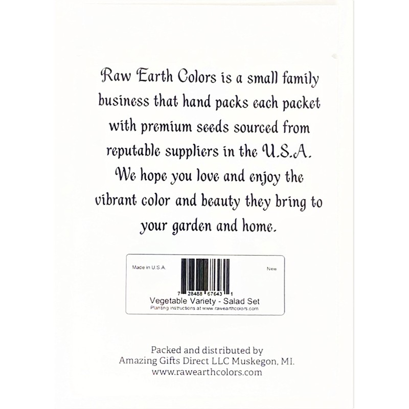 Vegetable Seeds for Planting Vegetables - Variety Salad Pack -