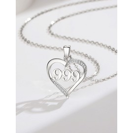 INFUSEU Angel Number Chain, 925 Silver Multicoloured Pendant Number Angel Lucky Number Charm Necklace 111 222 333 444 555 666 777 888 999 Lucky Pendant Choker Jewellery for Women, Sterling Silver