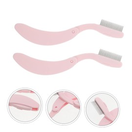 Baluue 2pcs Foldable Eyebrow Comb Eyebrow Shape Tools Mens Grooming Trimmer Eyelash Comb Eye Lash Eye Brush Eyebrow Shaping Comb Makeup Tool Eye Spoolie Brush Makeup Brush Lash Tool Pink