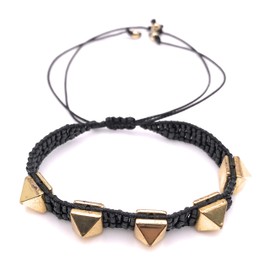 LESLIE BOULES Gold Plated Rivet Bracelet Miyuki Glass Seed Beads Adjustable Fashion Jewelry for Women