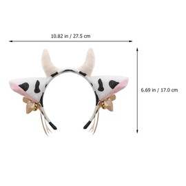 Frcolor Plush Cow Headband Butterfly Bell Cow Ear Horn Hair Hoop Festival Stage Performance Animal Cosplay Ornament Party Favors