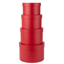 Oairse Round Gift Boxes with Lids Florist Hat Boxes for Arrangements Red Flower Box Set of 4 Nesting Gift Box with Lids for Flowers Arrangements Empty Bridesmaid Wedding Birthday Party Favor