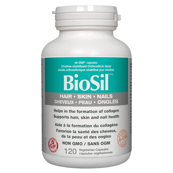 BioSil - Hair, Skin, Nails, Supports Keratin and Collagen Production, Natural Nourishment For Your Body's Beauty Proteins, 120 Vegetarian Capsules
