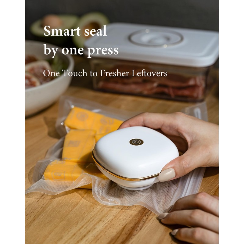 ChefGlory SealPro Compact Food Vacuum Sealer, 30 Bags Included (White)