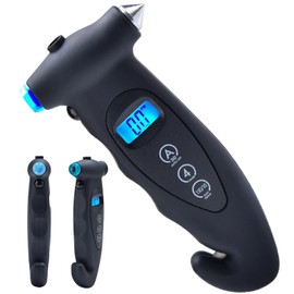 MOORSTDEL 3-in-1 Car Seat Belt Cutter Emergency Hammer Emergency Hammer with Digital Tyre Pressure Gauge, Versatile Small Car Gadgets Interior That Provides Safety