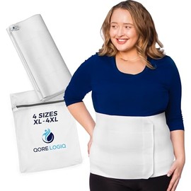 QORE LOGIQ Plus Size Abdominal Binder Post Surgery for larger Men + Women - Postpartum Belly Band - Compression Garment - Hernia Belt For Men + Woman - C Section Belly Binder - Adjustable 12 INCH 2XL