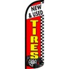 New & Used Tires (Red/Checkered) Windless Feather Flag Bundle (11.5'