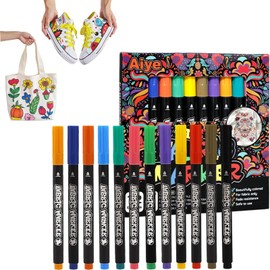 12 Pcs Fabric Pens Permanent For Clothes Set, Fabric Pens For clothes Laundry Pen Laundry Bag Diy Painting On T Shirts, Canvas Handbags, Pillowcases, Cushions, Shoes