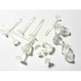 YOYOSTORE 100 Lot 3mm X 12mm Plastic Clear Invisible Plastic Blank Earring Pins Post Back Stud Findings Pad Nickel Free Flat Base with Posts Studs Findings