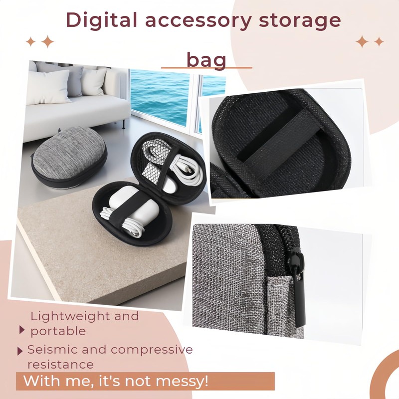 Chinshwehaw Electronic Accessories Organizer Bag: EVA Hard Shell Shockproof, Hard