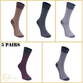 Tafluxe 5 Pairs Lambswool Thermal Socks for Men - Soft, Extra Durable, Winter Socks with a Gift Box - Formal, Casual, Outdoor (Waterfall)