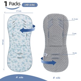 Baby Pushchair Seat Liners,Universal Double-Sided Pram Seat Liner,Baby Stroller Liner Pad Seat Cover Seat Cushion for Toddler Infant,Reversible for Pushchairs & Strollers,37x80cm(Blue Leaves)