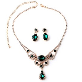 Topwholesalejewel - Juego de joyas con forma de corona en forma de lágrima y forma ovalada, Diamante de imitación