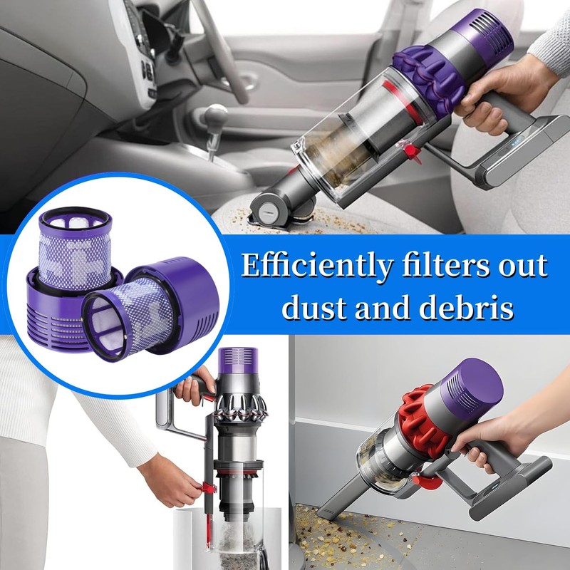 Vacuum Filters for Dyson V10/V12, 2-Pack Washable