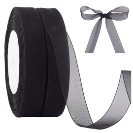 CABODYALS 2 Rolls 100 Yards 5/8 Inch Thin Blue Sheer Organza Ribbon Transparent Silk Chiffon Mesh Clear Tulle Yarn Fabric Ribbons Bulk for Sewing Making Crafts Gift Wrapping Wreaths Christmas Decor