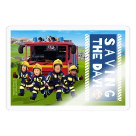 Spreadshirt Fireman Sam™ And His Team Saving The Day Sticker, 10 x 10 cm, Transparent Glossy