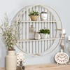 Oakrain Floating Shelves, Round Wall Shelves, 2-Tier Bamboo Shelves, Dia25.98
