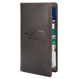Polare Vintage Full Grain Leather Car Registration and Insurance Card Holder, Vehicle Glove Box Organizer Car Essentials RFID Wallet Case for Driver License, Cards & Documents