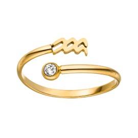 Purelei® Star Sign Ring, Waterproof Women's Ring Made of Durable Stainless Steel, Adjustable Rings from Size 50 to 60, Fashion Jewellery for Your Individual Look, Gemstone