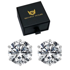 Dunnett Taylor White Gold Plated Sterling Silver 0.5ct CZ Cubic Zirconia Stud Earrings Round Solitaire 1.0CTTW per pair - 6 claws