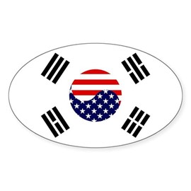CafePress Korean American Flag Oval Car Bumper Sticker