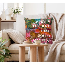 Voatok Leopard Cheetah Inspirational Pillow Covers 18x18, Retro Preppy Maximalist Motivational Cheetah Decorative Throw Pillow Covers Pillowcases Decorations for Home Bedroom Sofa Bed Couch Decor