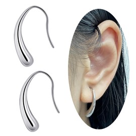 Pull Through Earrings 925 Sterling Silver Earrings Hypoallergenic Teardrop Drop Dangle Earrings Threader Earrings Open Earrings for Women Trendy