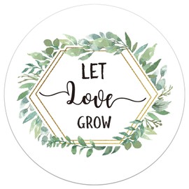 50 Pcs Let Love Grow Stickers, Greenery Eucalyptus Favor Stickers, Baby Shower Favor Stickers, Wedding and Bridal Shower Favor Labels, 2 Inch.