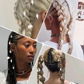 Tyqour 40pcs Seashell Hair Clip & Hair Rings for Braids, Loc Jewelry for Black Women, Beach Hair Accessories