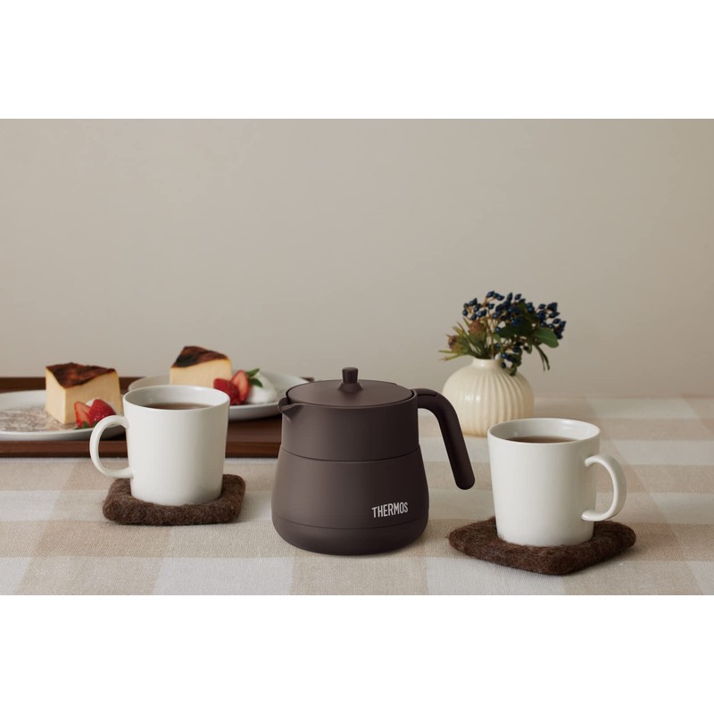 THERMOS Vacuum Insulated Teapot with Strainer 450ml Brown TTE-450 BW